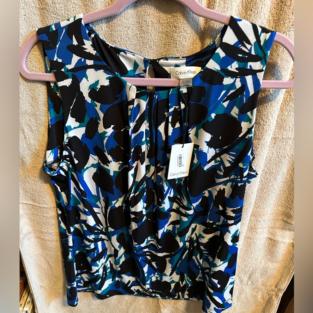 NWT Calvin Klein gathered neck blouse